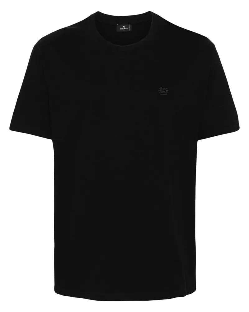 Etro T-Shirt mit Pegaso-Stickerei - Schwarz Schwarz