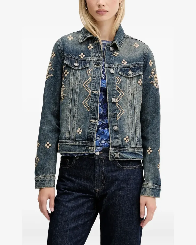 Desigual embroidered denim jacket - Blau Blau