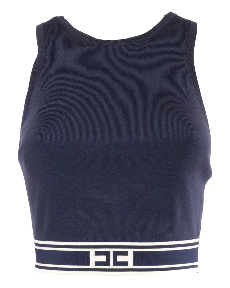 Elisabetta Franchi Top mit Logo-Band - Blau Blau