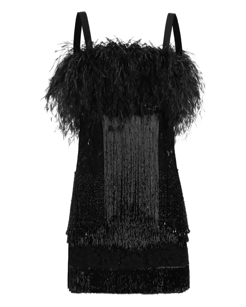 Dolce & Gabbana Minikleid mit Federbesatz - Schwarz Schwarz