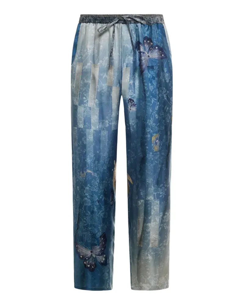 Pierre-Louis Mascia Aloe Straight-Leg-Hose aus Seide - Blau Blau