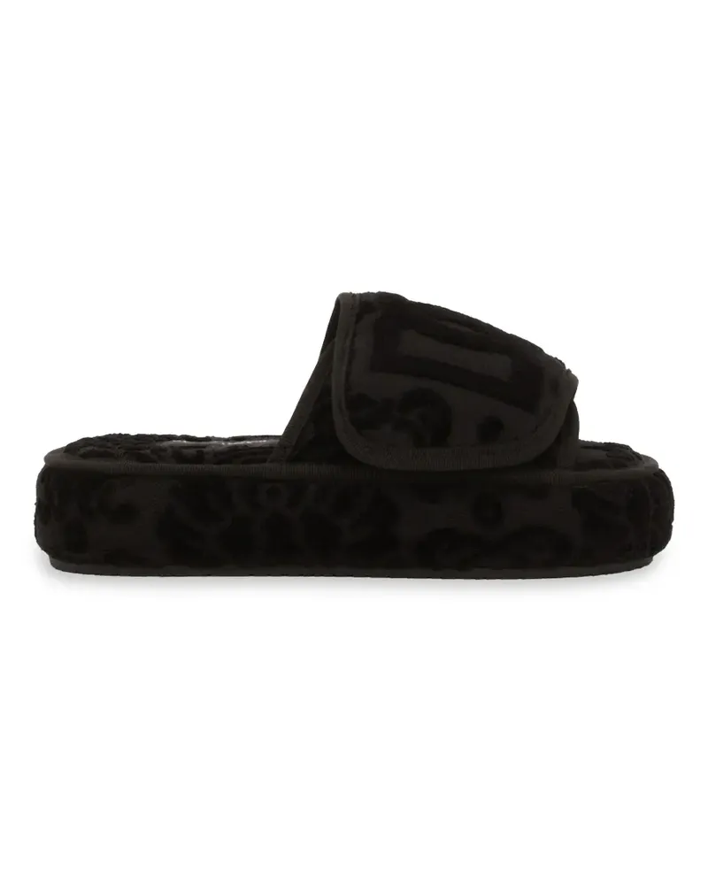 Dolce & Gabbana Slipper mit Logo-Stickerei - Schwarz Schwarz