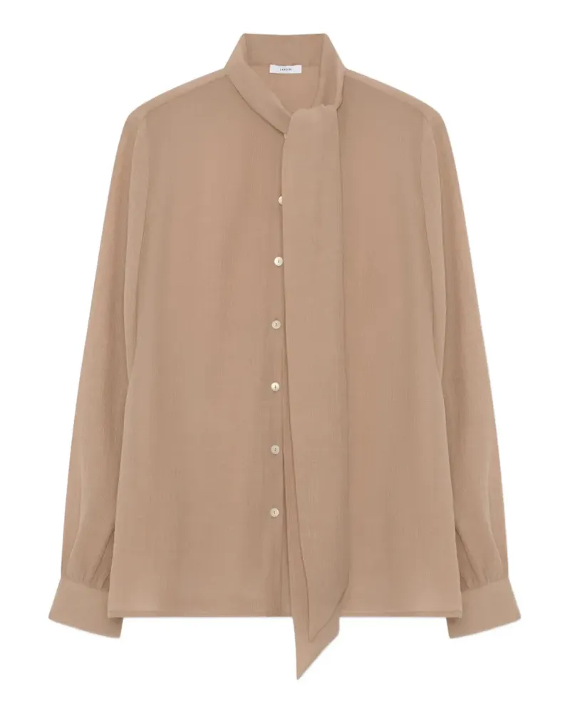LARDINI neck-bow creponne blouse - Nude Nude