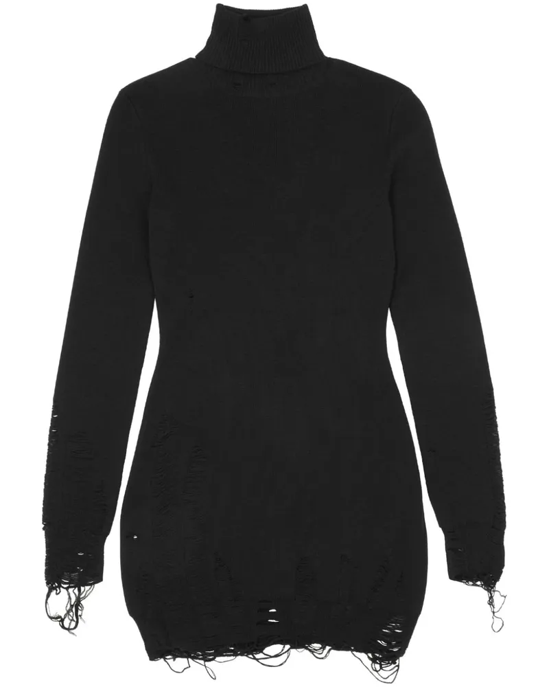 Maison Margiela Midikleid mit Distressed-Detail - Schwarz Schwarz