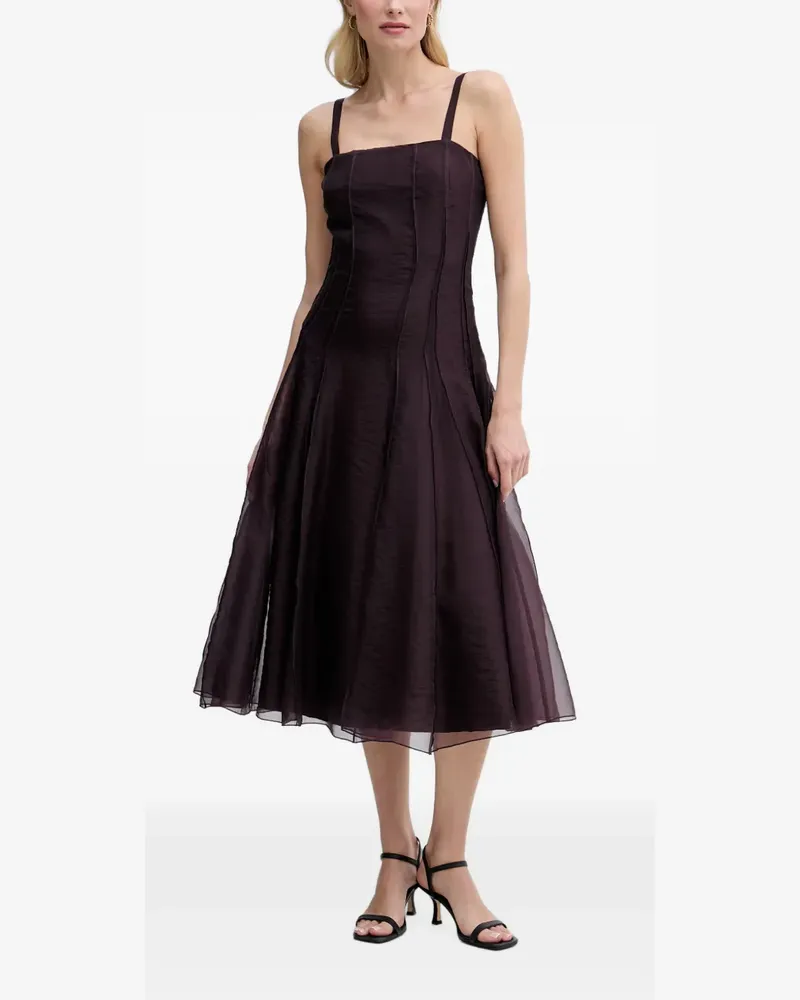 Sisley Ausgestelltes Evasé Midikleid mit sichtbarer Naht - Braun Braun