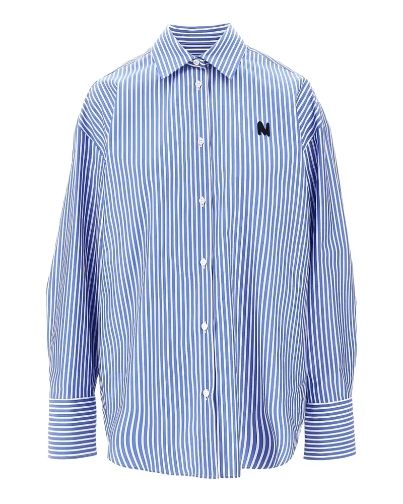 MSGM striped logo shirt - Blau Blau