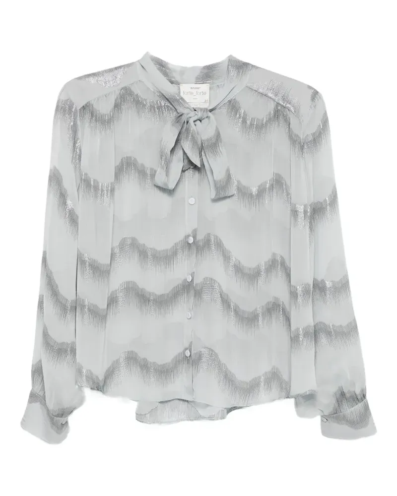 forte_forte Schluppenhemd mit Chevron-Muster - Grau Grau