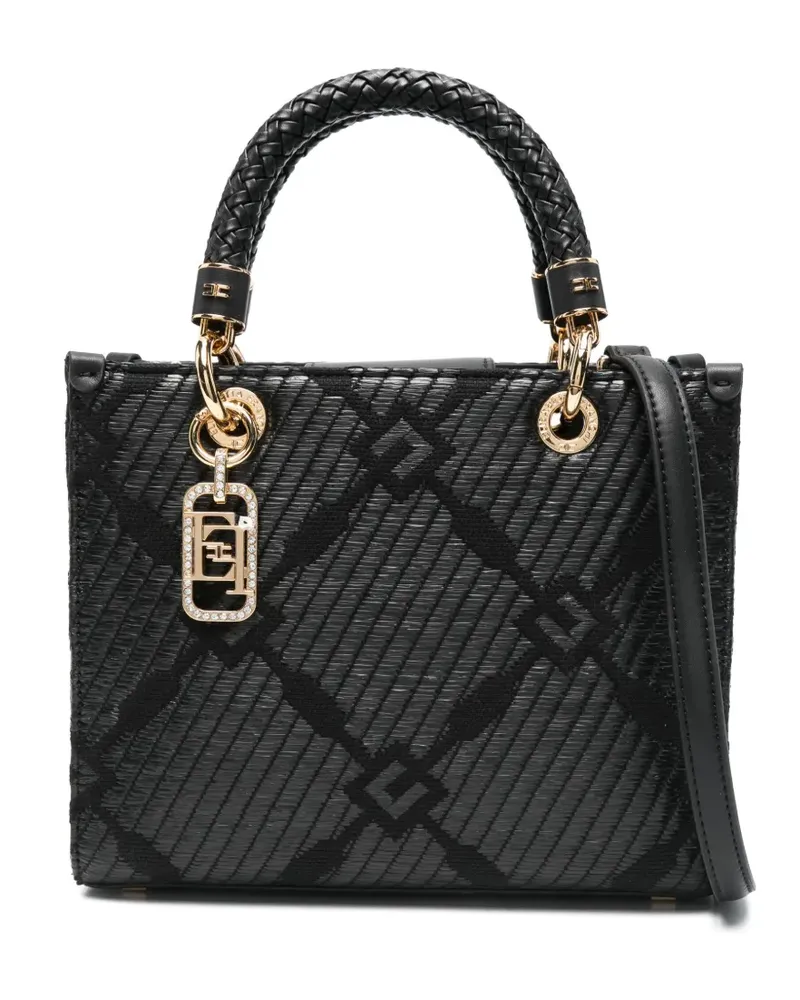 Elisabetta Franchi Kleine Tote Bag mit Jacquard - Schwarz Schwarz