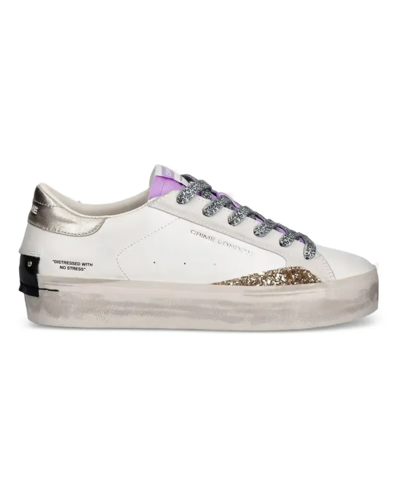 Crime Distressed Platform Sneakers mit Glitzer-Detail - Weiß Weiß