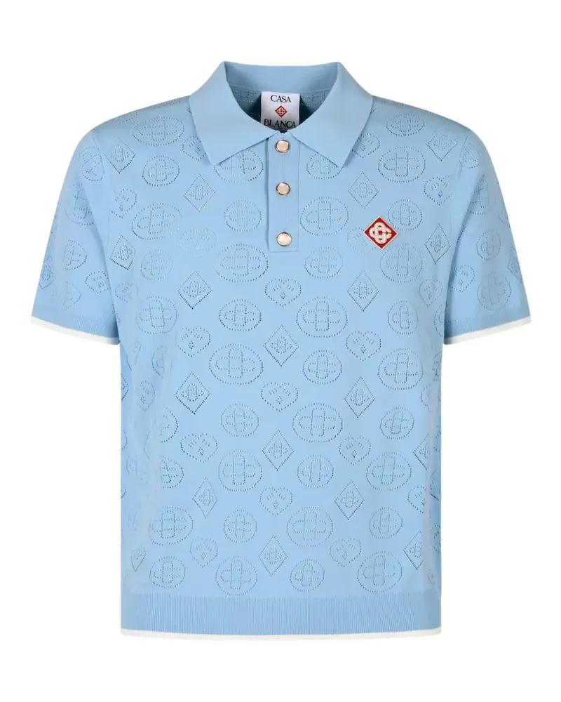 Casablanca Paris Pointelle-Poloshirt mit Logo-Patch - Blau Blau