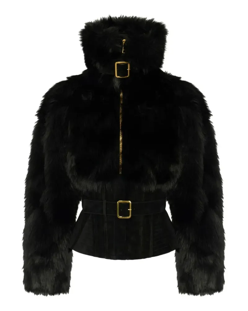 Elisabetta Franchi Bustier-Jacke mit Pelzoptik - Schwarz Schwarz