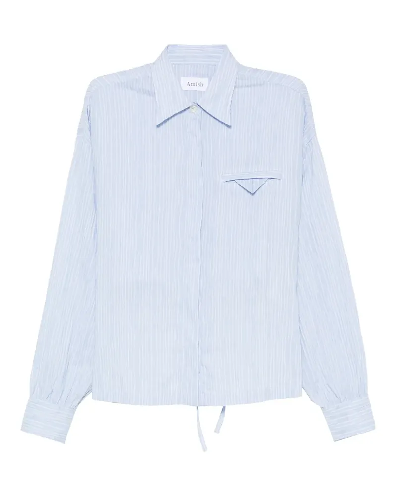 Amish striped tie-fastening shirt - Blau Blau