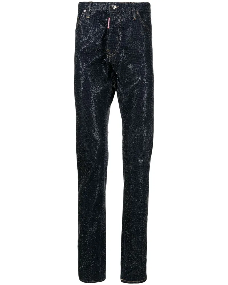 Dsquared2 Slim-Fit-Jeans mit Kristallen Blau