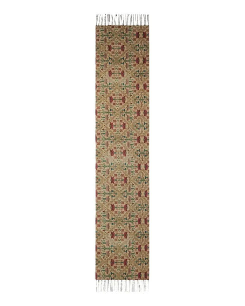 Pierre-Louis Mascia geometric-pattern fringed-edges scarf - Nude Nude
