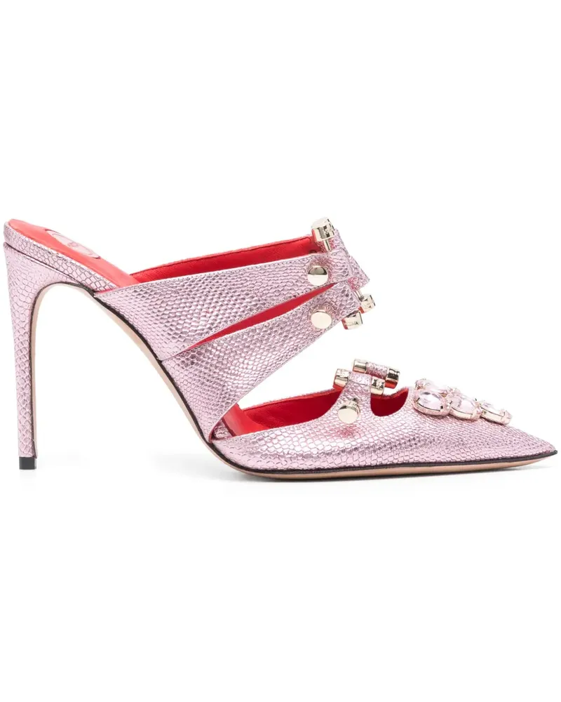HARDOT Mules mit Schlangen-Effekt 105mm - Rosa Rosa