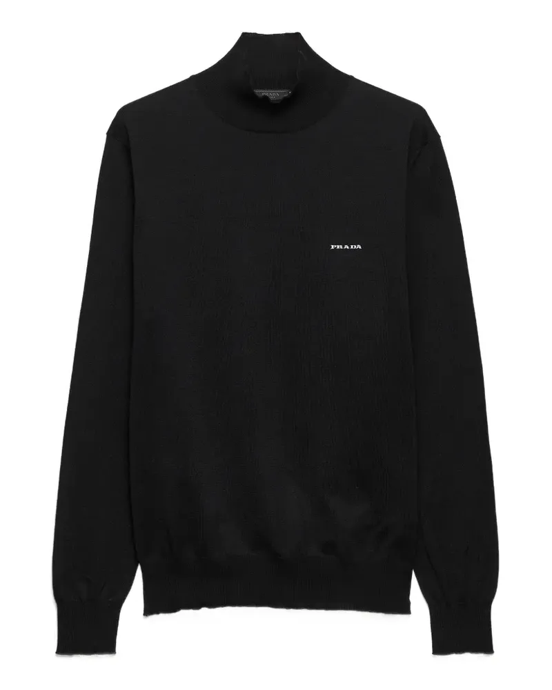 Prada logo-embroidered turtleneck sweater - Schwarz Schwarz