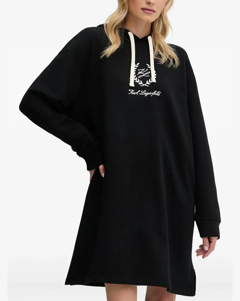 Karl Lagerfeld Kapuzenkleid mit Logo-Stickerei - Schwarz Schwarz
