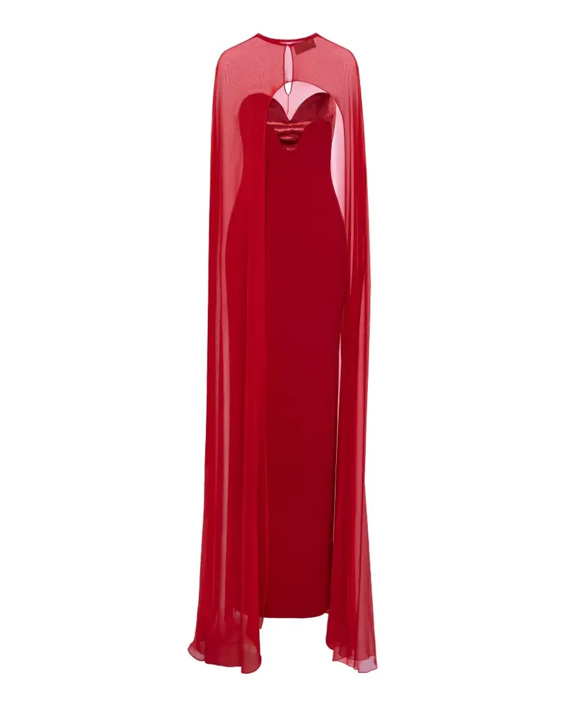 V:PM ATELIER Sindel velvet-panel cape maxi dress - Rot Rot
