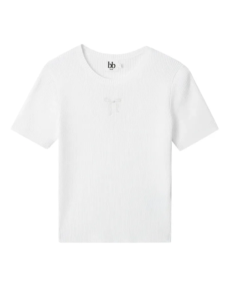b+ab ribbed-knit short-sleeve T-shirt - Weiß Weiß