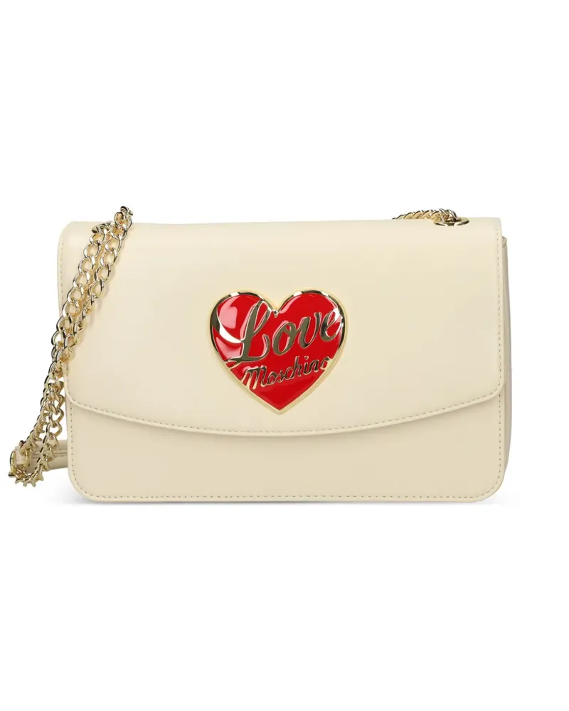 Moschino Schultertasche mit Herz-Schild - Nude Nude