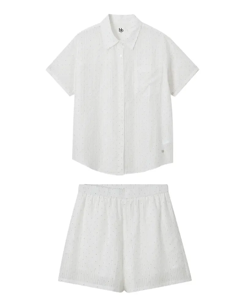 b+ab striped short-sleeve shirt and shorts set - Weiß Weiß