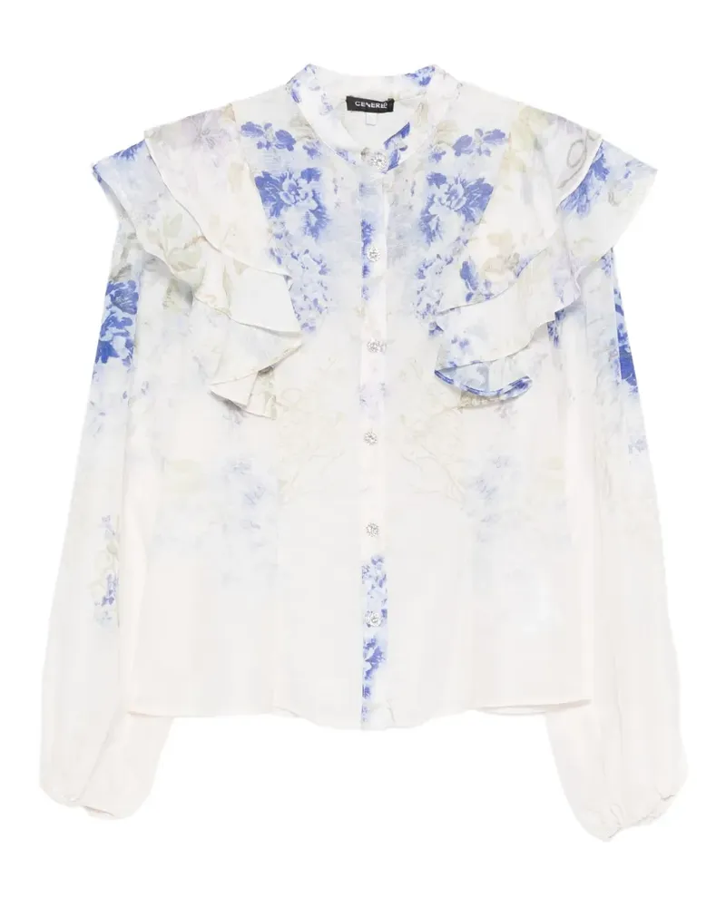 CENERE GB floral-print ruffled blouse - Weiß Weiß