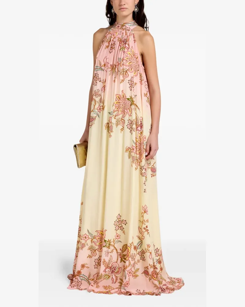 Hemant & Nandita floral-print halter-neck maxi dress - Nude Nude