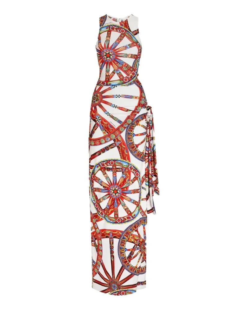 Dolce & Gabbana Kleid aus Viskose-Jersey mit Carretto-Print - Weiß Weiß