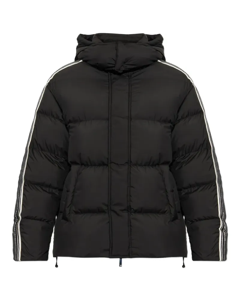 Emporio Armani quilted down jacket with hood and stripes on sleeves - Schwarz Schwarz
