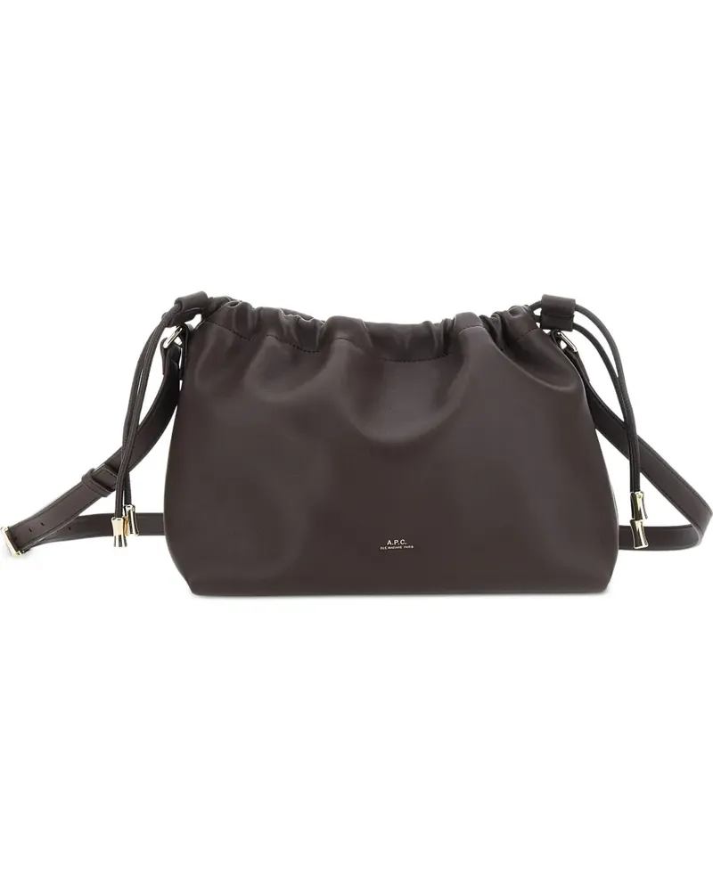 A.P.C. Kordelzug-Schultertasche mit verstellbarem Riemen - Braun Braun