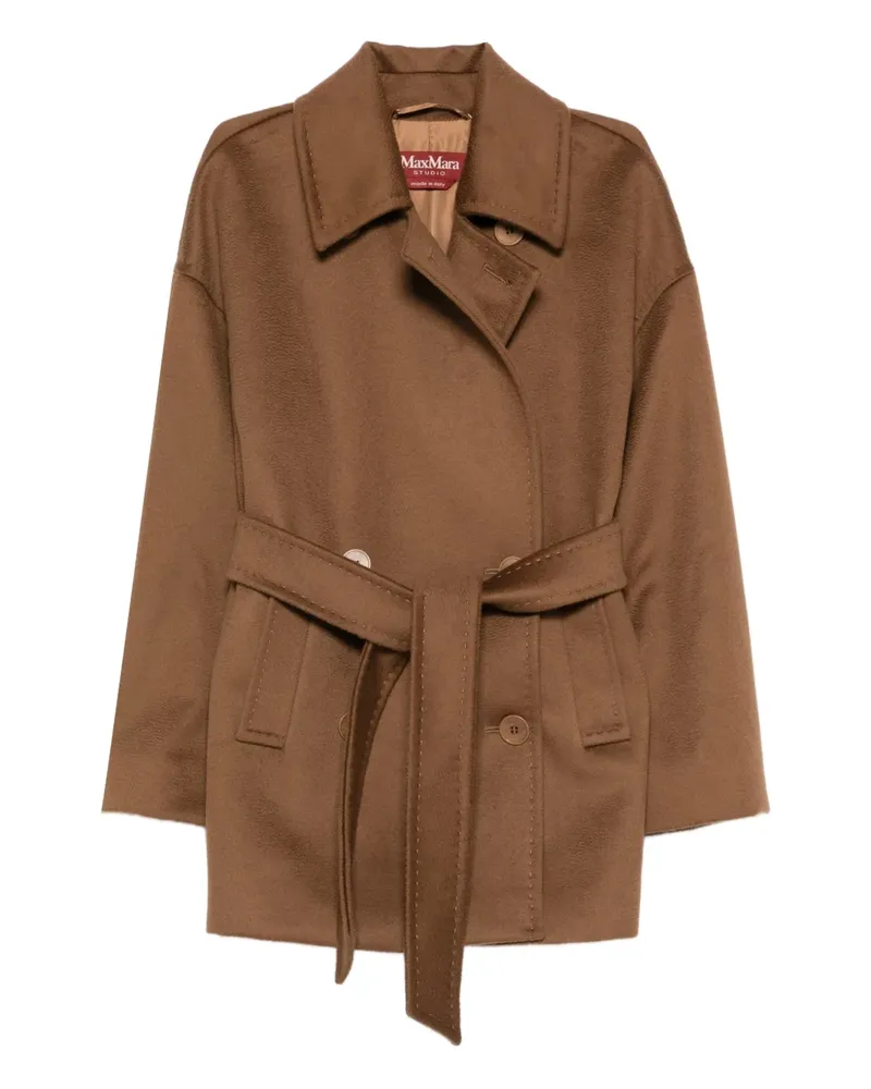 Max Mara Doppelreihiger Mantel mit Gürtel - Braun Braun