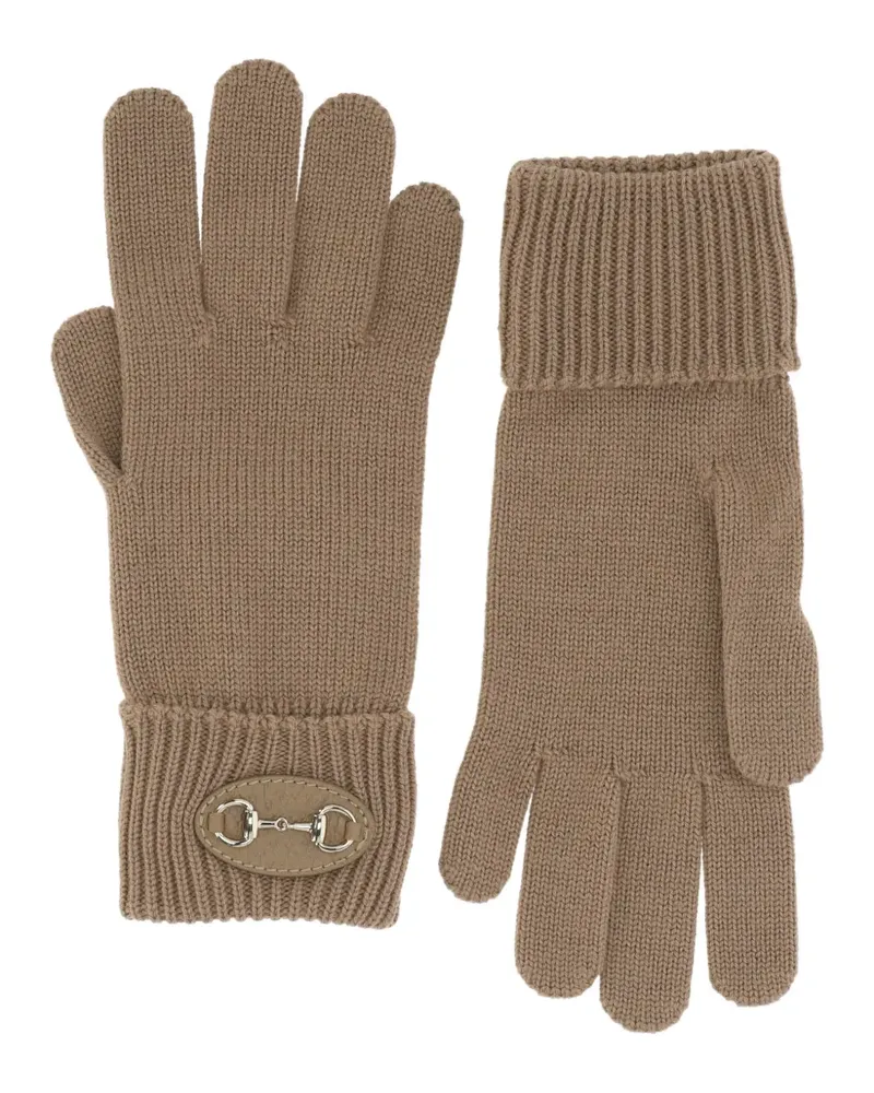 Gucci Horsebit ribbed gloves - Nude Nude
