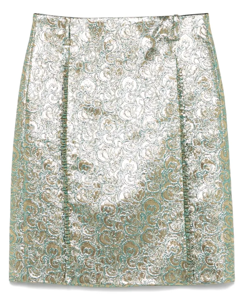 N° 21 Midirock mit Metallic-Blumen-Print - Gold Gold