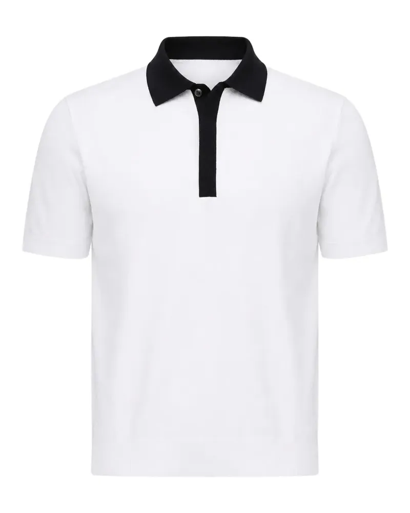 Alpha Studio contrast-collar short-sleeved polo shirt - Weiß Weiß