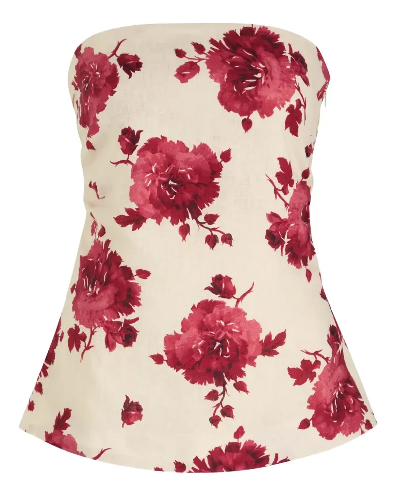 Faithfull The Brand Alexa floral-print strapless top - Nude Nude