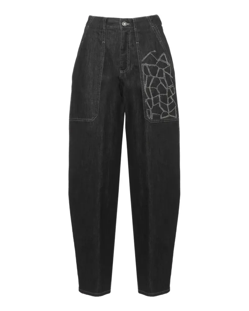 PANICALE Cashmere Bestickte Jeans - Schwarz Schwarz