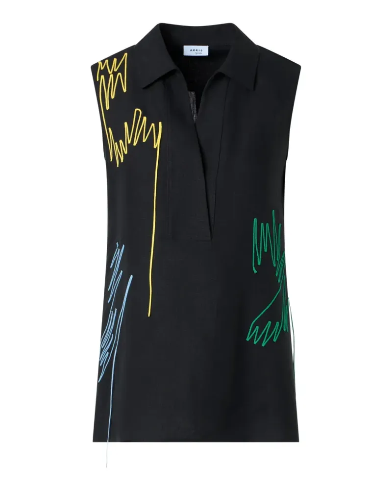 Akris scribble-embroidery sleeveless blouse - Schwarz Schwarz