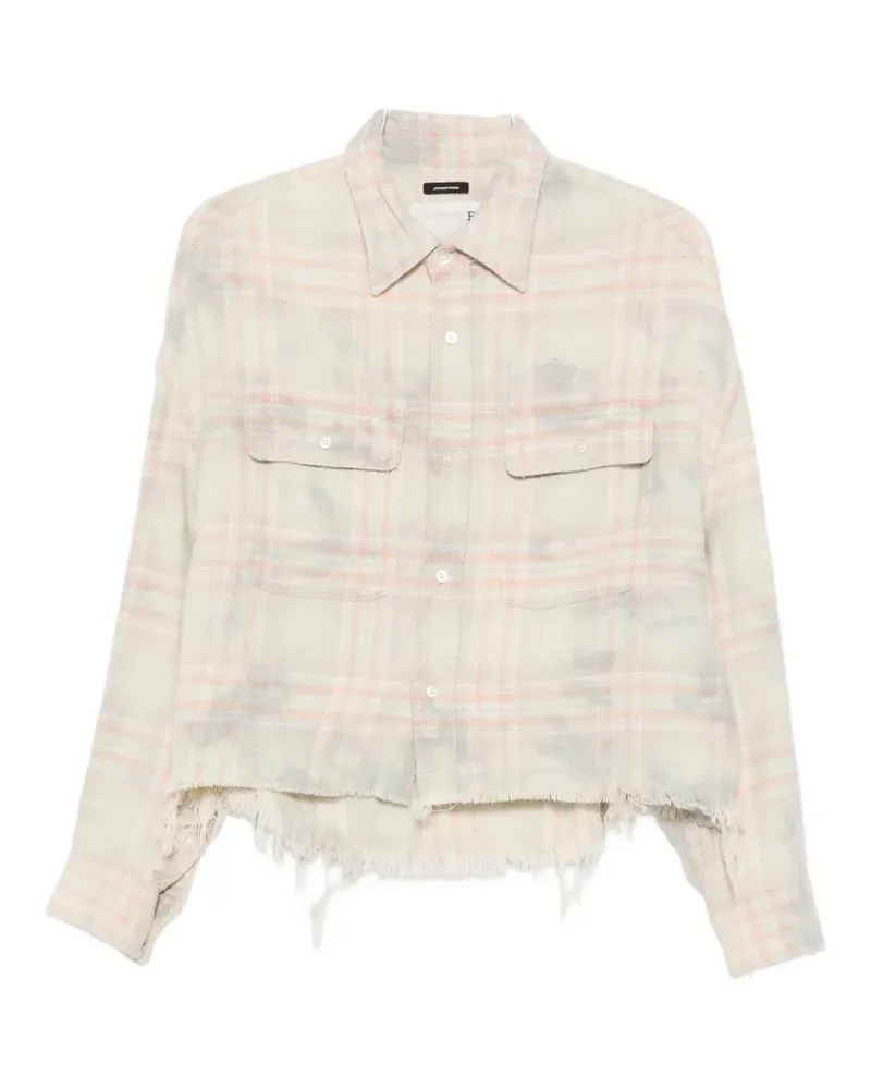 R13 plaid-pattern frayed shirt - Nude Nude
