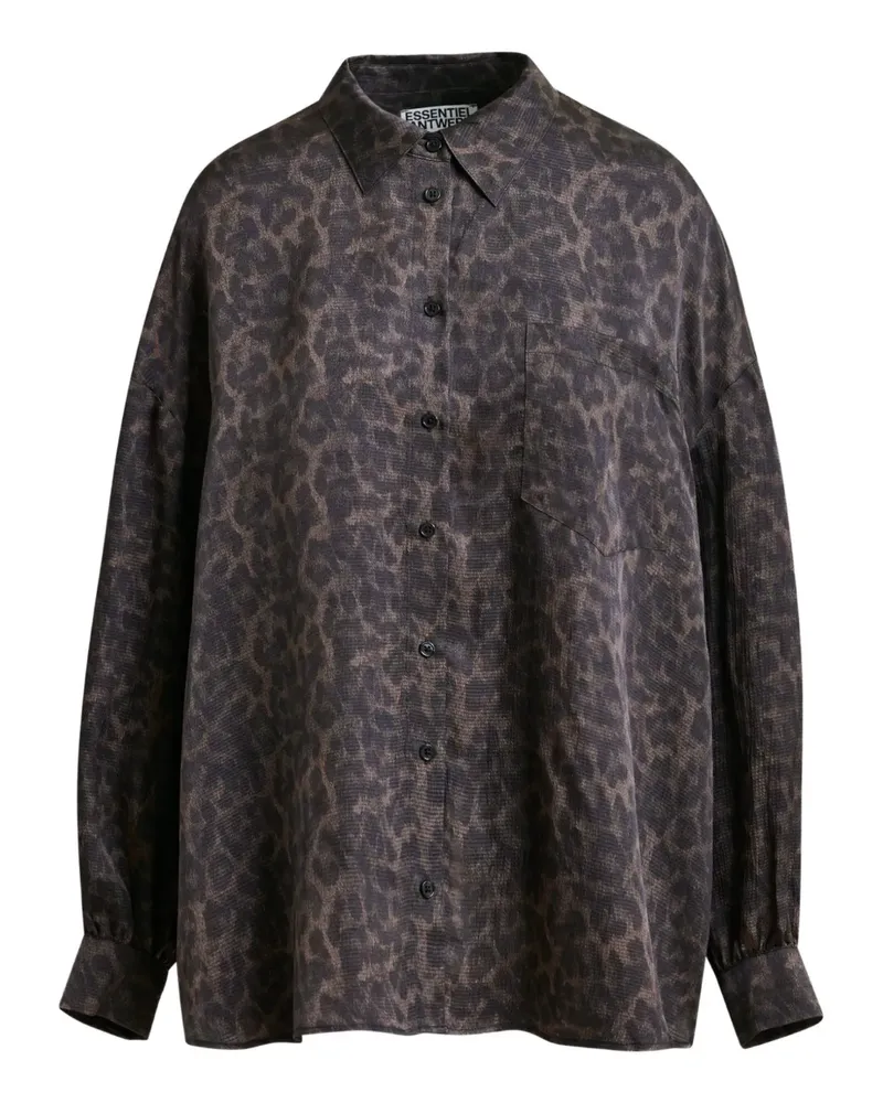 Essentiel Ilorin Hemd mit Leoparden-Print - Schwarz Schwarz