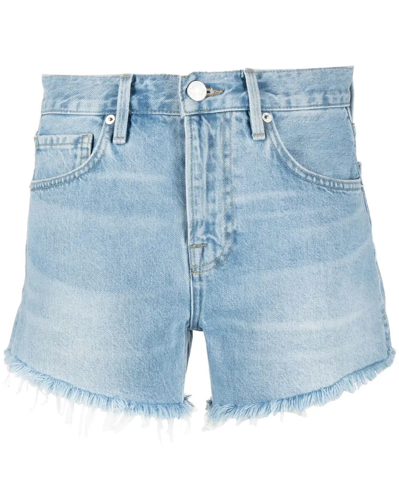 Frame Denim Shorts mit Distressed-Saum Blau