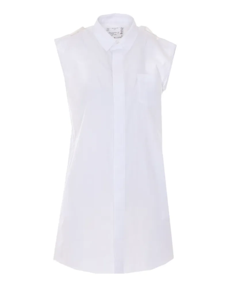 Sacai tulle-panelled sleeveless dress - Weiß Weiß