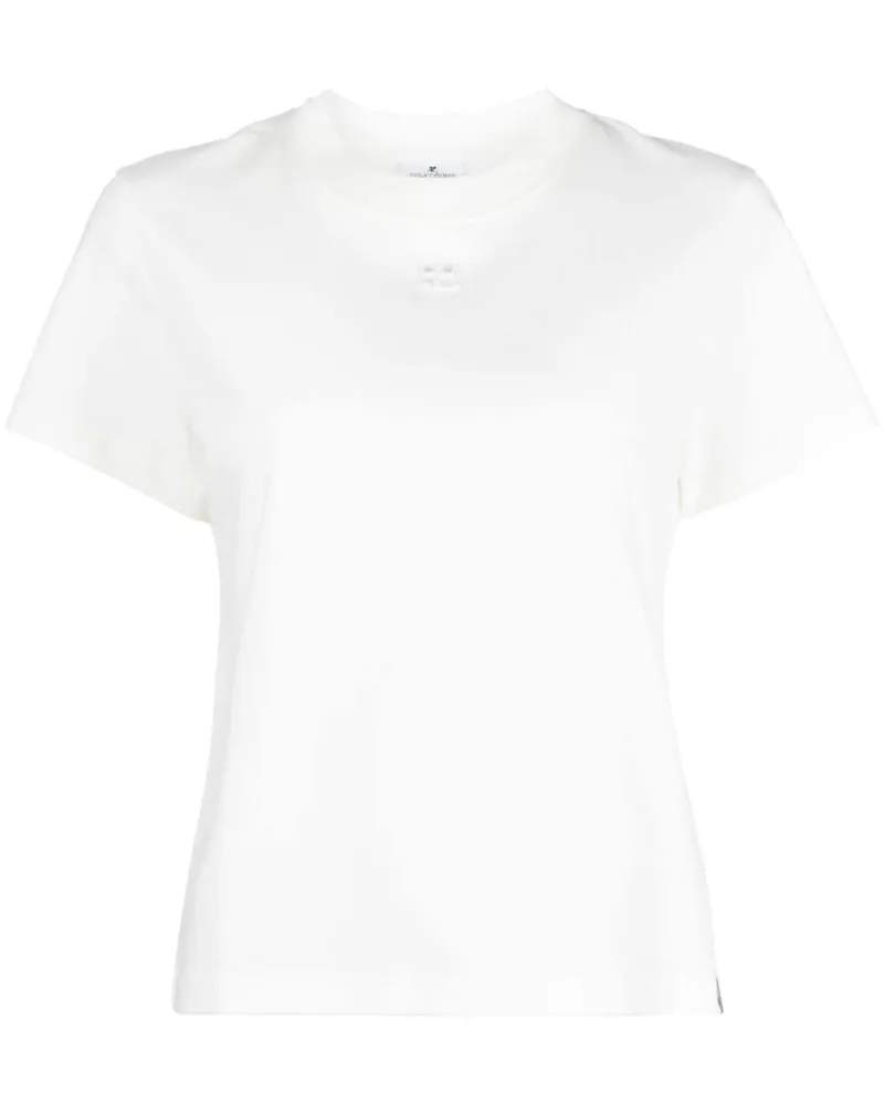 Courrèges T-Shirt mit Logo-Applikation - Weiß Weiß