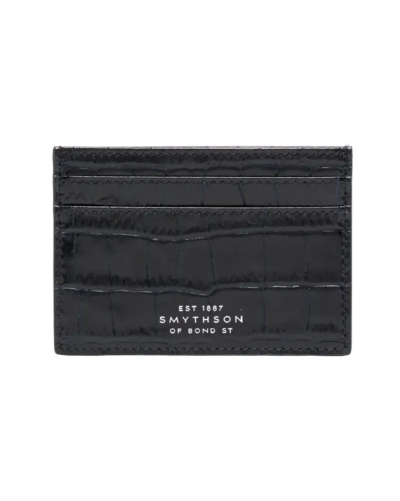 Smythson Kartenetui mit Kroko-Prägung - Schwarz Schwarz