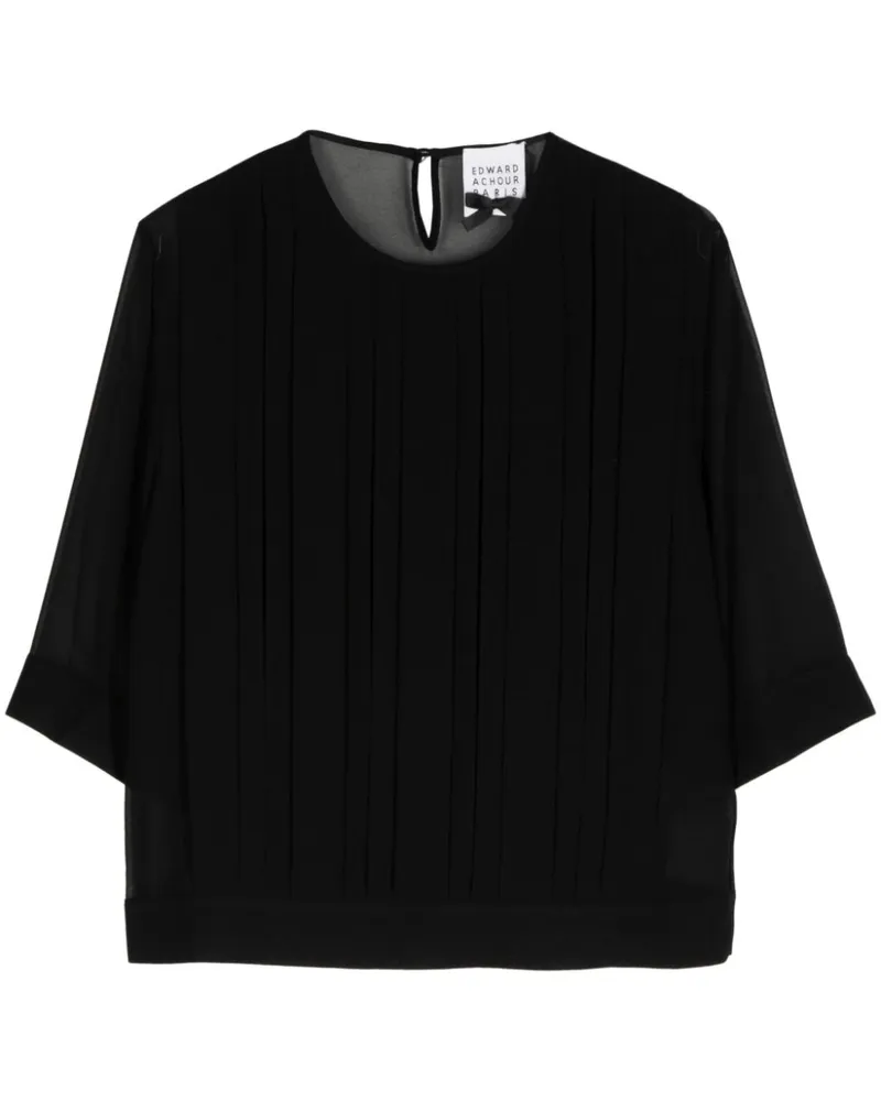 Edward Achour Bluse mit transparenten Ärmeln - Schwarz Schwarz