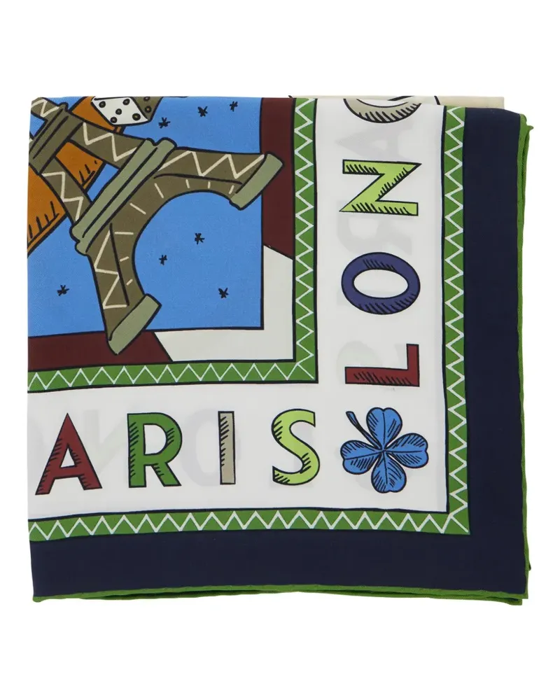 Longchamp Le Jeu de Cheval Seidenschal 90cm - Weiß Weiß