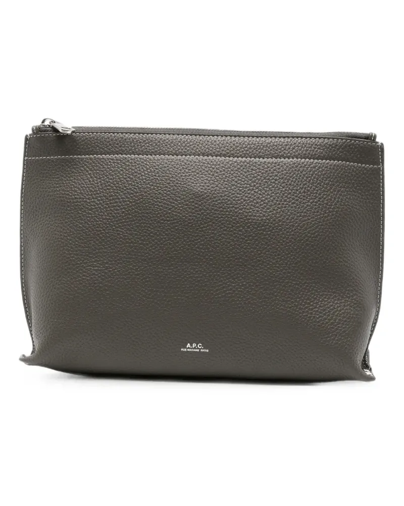 A.P.C. Neige Clou leather clutch bag - Grau Grau