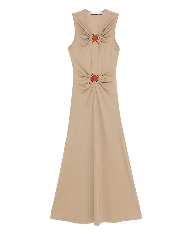Christopher Esber Gerafftes Maxikleid mit Schmuckstein - Nude Nude