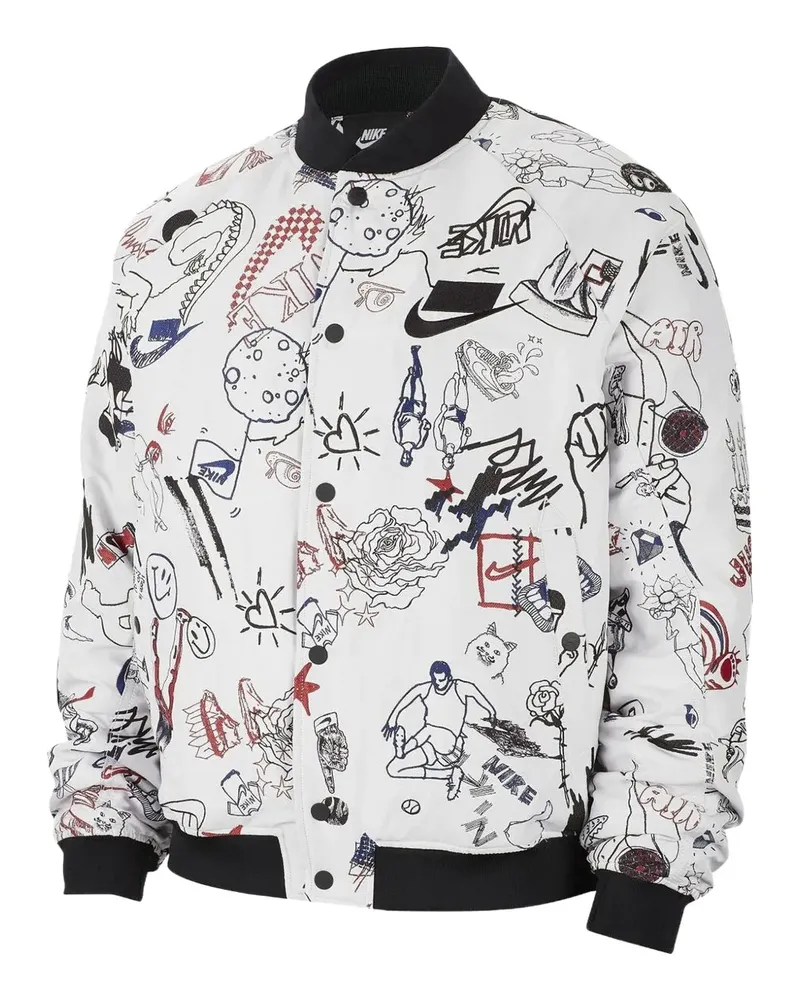 Nike NSW printed bomber jacket - Weiß Weiß