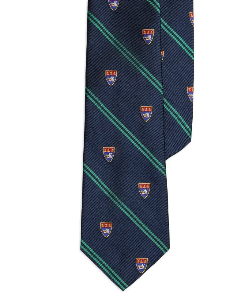 Ralph Lauren Gestreifte Club Krawatte mit Logo - Blau Blau
