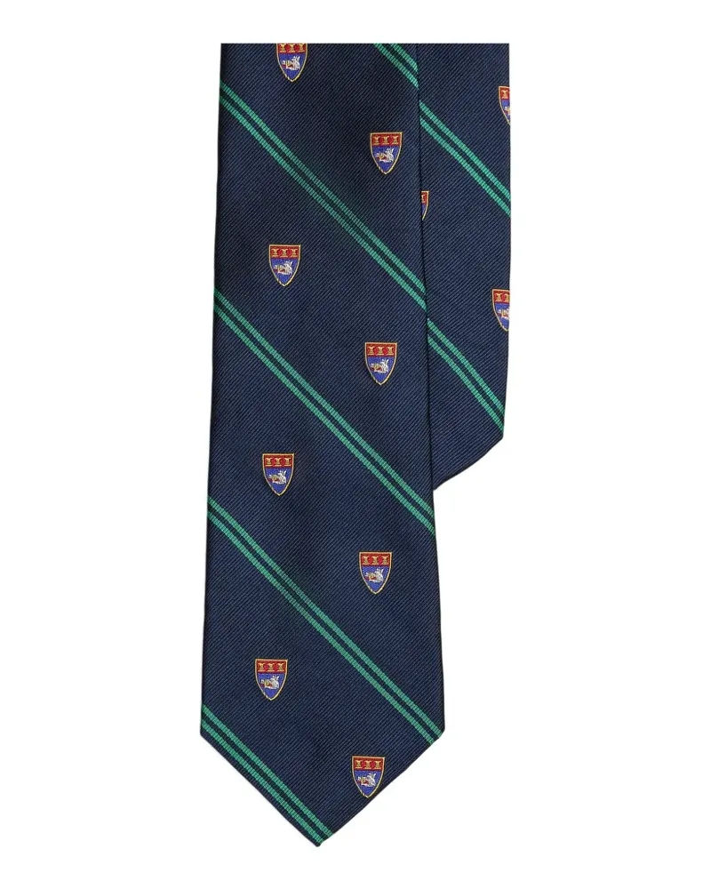 Ralph Lauren Gestreifte Club Krawatte mit Logo - Blau Blau